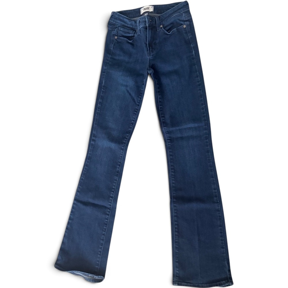 PAIGE Women Dark Indigo Bootcut Jeans Size 25 Blue Stretch Denim Classic Fit